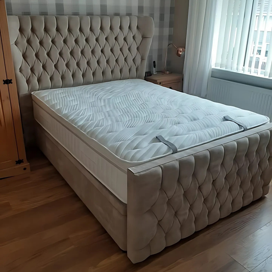 Majestic Oxford Wingback Ottoman Bed Beds-Hub
