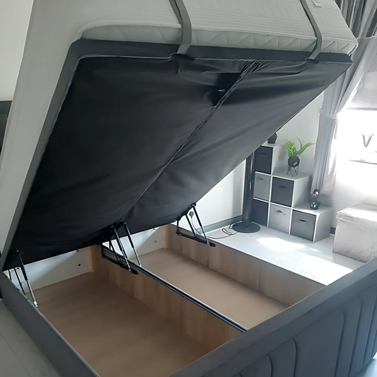Panel Line Geo Border Ottoman Bed Beds-Hub