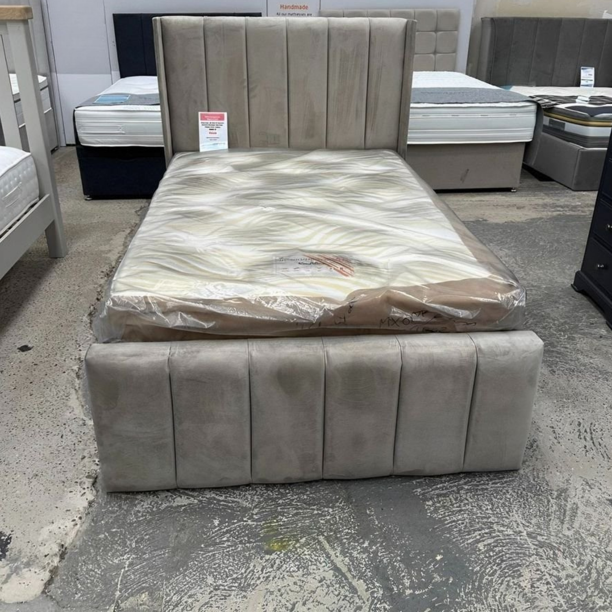 Serenity Wingback Panel Line Bed Beds-Hub