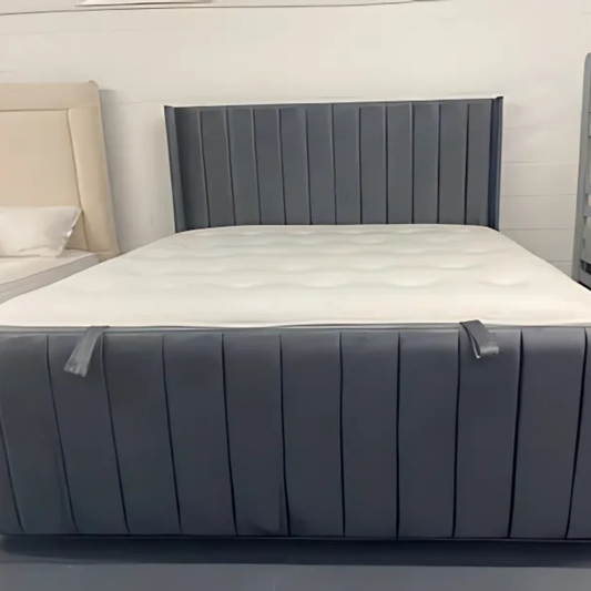 Regal Ottoman Panel Line Wingback Bed Beds-Hub
